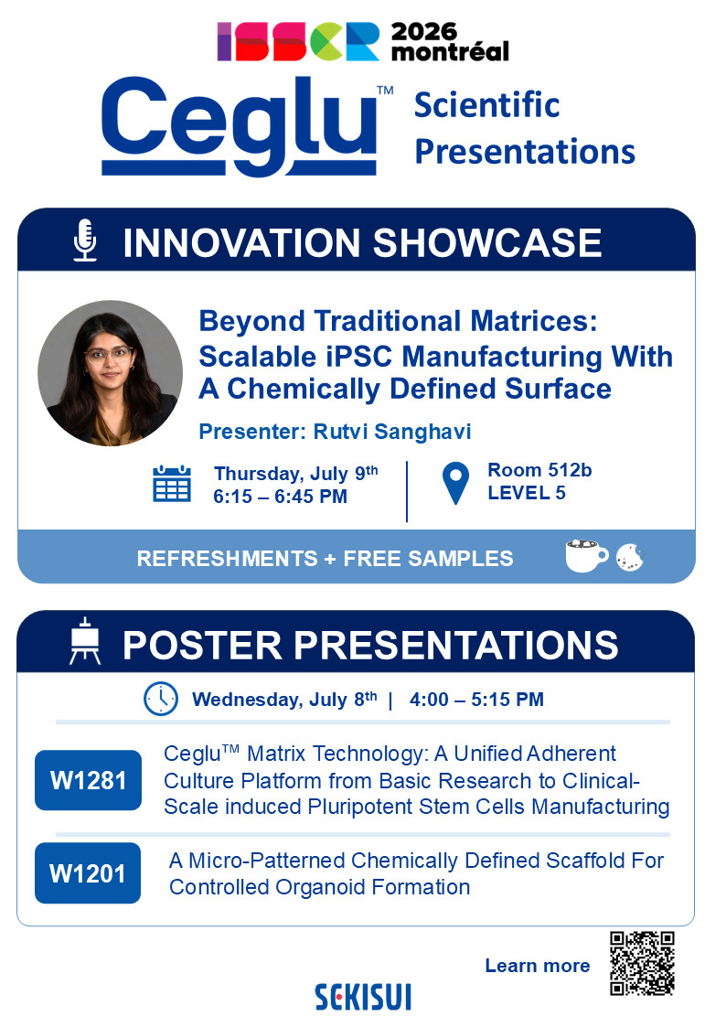 【ISSCR2026に出展します!】Ceglu TM 開発品紹介&Innovation Showcase講演のご案内